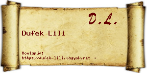 Dufek Lili névjegykártya